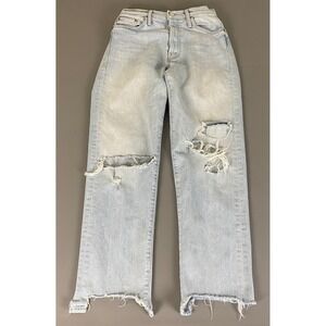 Mother The Huffy‎ Flood Chew Jeans Size 25 Distressed Blue Light Wash Denim